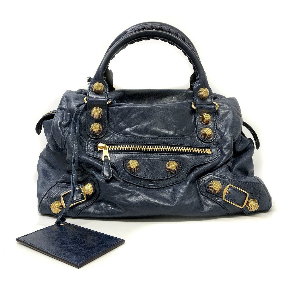 BALENCIAGA The Giant Midday Handbag Leather Navy Blue Bag